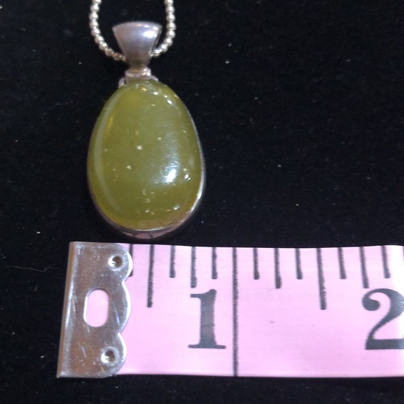 925 Olive Opal Pendant & Chain - Picture 6 of 11